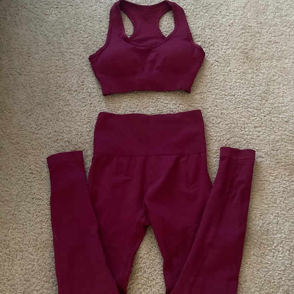 Wine Red Workout Set - Picture 2 of 4